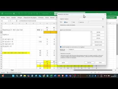 Método simplex comprobado con SOLVER