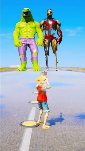 Random Superheroes VS Giant HulkZilla & Giant Zombie Ironman #gta #shorts