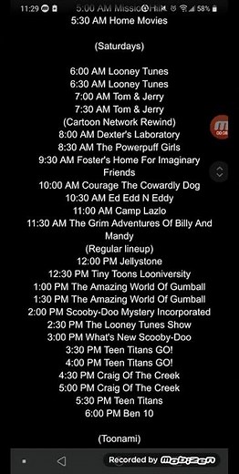 Fantasy Cartoon Network schedule (Winter 2026)