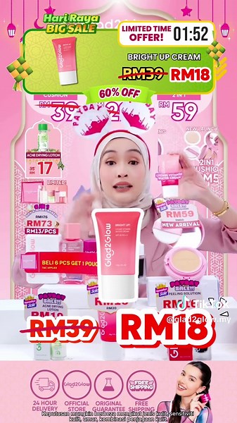 ❗️❤️ G2G HARI RAYA BIG SALE❗️ Glow anytime & anywhere with Bright Up Cream 🌟 Grab now or join LIVE now 💕 #glad2glow #Glad2glowMY #skincare #malaysiaskincare #gladtoglowmalaysia #brightupcream #rayawithG2G