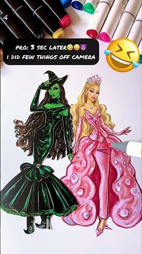 Art tutorials be like 👀😱🤣 Elphaba & Glinda 💚🩷 Wicked for good | relate this? How to go Viral