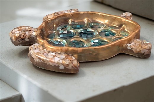 Resin Sea Turtle Dish – Shell Mosaic Coastal Decor - Etsy