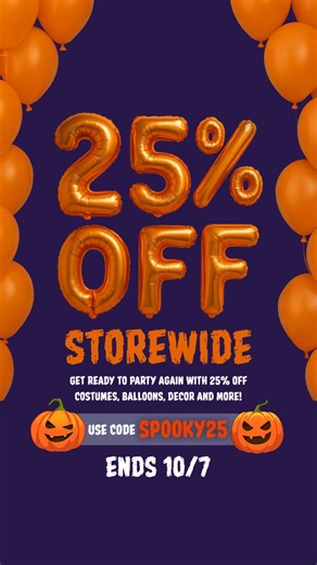 Attention bargain HAUNTers!  Get 25% OFF costumes, balloons, decor & more at your local Party City store! Use code SPOOKY25 at checkout. Limited time only — offer ends 10/7.  Austin  Houston Get ready for Halloween with Party City! | Party City | Facebook