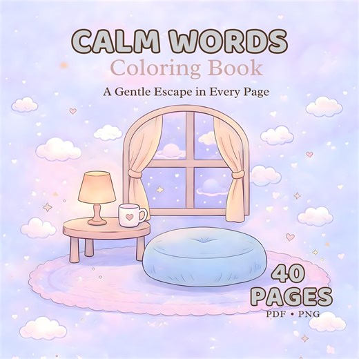 Mindfulness Coloring Book | 40 Calm Words Pages (PDF/PNG Download) - Etsy