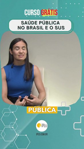 Curso Gratuito de Saúde Pública no Brasil e o SUS A Saúde Pública e o SUS desempenham um papel crucial na promoção da saúde e bem-estar da população brasileira, garantindo o acesso universal e gratuito aos serviços de saúde. Neste Curso de Saúde Pública no Brasil e o SUS, da área Enfermagem, você conhecerá a história da saúde pública no Brasil, Lei Orgânica da Saúde, gestão do SUS, modelos de ações, campanhas e programas de saúde, vigilância epidemiológica, sistemas de informação em saúde, bioes