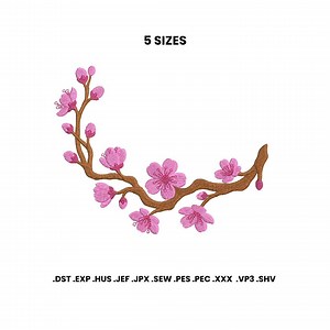 Japanese Sakura Branch Embroidery Design | Zen Minimalist Floral Line Art | Nature Pattern | Instant Download - Etsy
