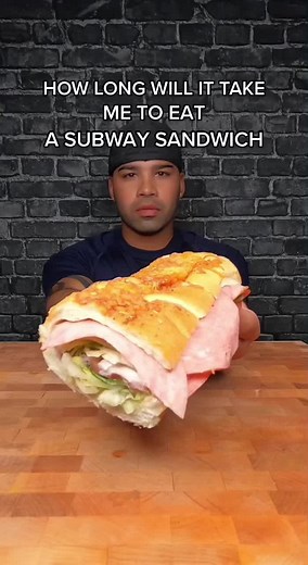 How long will it take me to eat a Subway Sandwich #asmr #mukbang #viral #fyp #challenge
