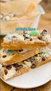 Low sugar Mini Egg & Peanut Butter Protein Bars 🐰 #dessert #Easter treats easy gluten-free recipe