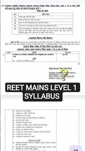 Reet mains 2025 Level 1 syllabus । Reet mains syllabus #syllabus #reetmains