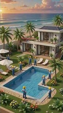 🏡 Amazing Mini Swimming Pool Construction for a Modern Villa | @littleveggiestudio