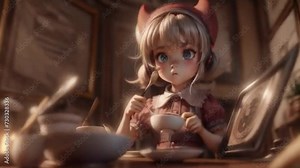 little girl cooking in the kitchen