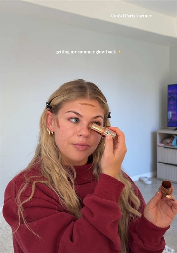 the Lumi Bronze Stick from @loréal paris usa is my holy grail product to help me feel more like my summer self ☀️ #LOrealParisPartner #LOrealParisMakeup #grwm #makeuptutorial #glowymakeup