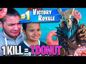1 KILL = 1 DONUT CHALLENGE FOR MY 9 YEAR OLD BROTHER! KID PLAYS *NEW* SEASON FORTNITE BATTLE ROYALE!