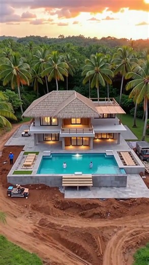 Luxury Tropical Villa Rises in Seconds — Bali Jungle Build Timelapse #VillaConstruction