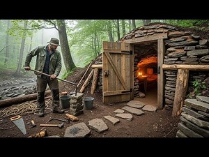 Man Creates a Warm Underground Shelter in a Stone Cave for 30-Day Survival