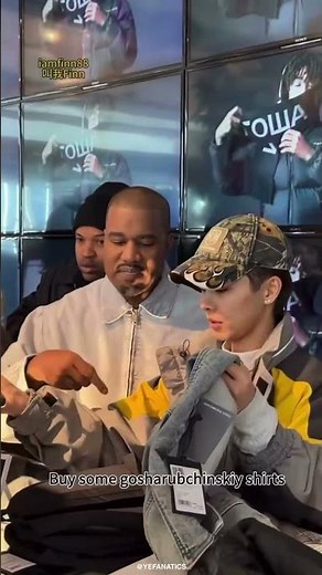Kanye West today at the Gosha Rubchinskiy pop-up in Shibuya, Japan