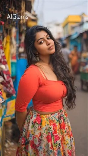 ✨🌸 Premium Red Top – Floral Printed Skirt Village Soft Glam For Style Lovers | #AIGlams