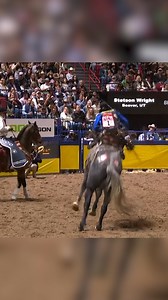 The Wrangler NFR 'W' of the night goes to the comeback kid, Stetson Wright, with a beautiful 90 point ride to win Round 1. #WranglerNFR #LongLiveCowboys | Wrangler Western