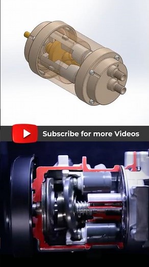 Swash Plate Mini AC Compressor | #solidworks Design #shorts | Master CAD Studio #3danimation