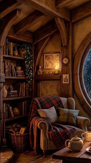 Rainy Cozy Fireplace 🌧️