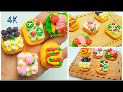 DY how to make miniature realistic food set with polymer clay Polymer clay mini Sandwich tutorial 4K