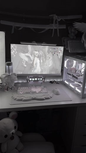 ʚଓ an angel princess’s setup ..𓂃 ࣪ ִֶָ🪽་༘࿐ ꒰ঌ(˶ˆᗜˆ˵)໒꒱ִֶָ#whitesetup #setupinspiration #pcsetup #white #cute