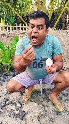 peeling the egg shell is amazing! 🥚🤏😣🤨#camping😠😀P8768