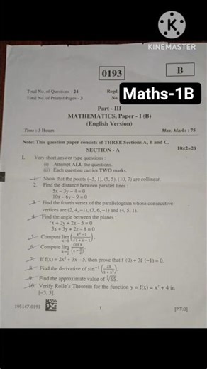 TS Inter 1st Year Maths-1B Question Paper ‪@Magic_ofmaths2569‬ #exam #ipe2026 #maths1b #tsinter