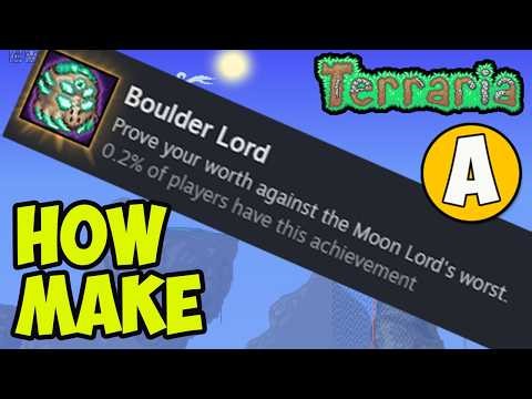 Terraria how to make BOULDER LORD Achievement (2 ways) (Steam) | Terraria how to defeat Moon Lord