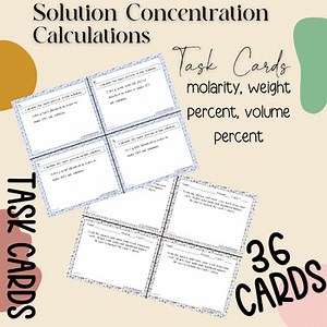 Concentration of Solution Calculation task cards