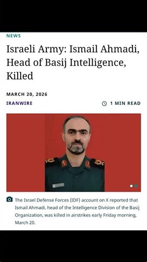 Ismail ahmadi killed by israel air strike
