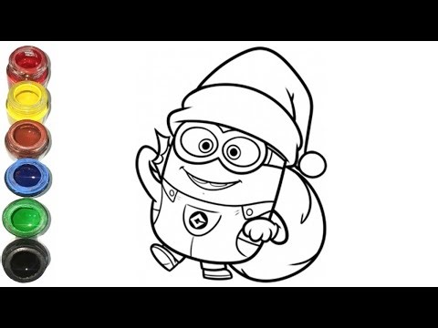 Minion Santa Drawing, Christmas Painting And Coloring For Kids And Toddlers_ Child Art