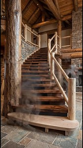Breathtaking River Staircase Build in a Luxury Log Cabin! #staircase #diy #design | Vu Tips & Tricks
