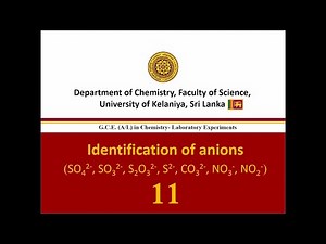 Identification of anions (SO4 2-, SO3 2-, S2O3 2-, S 2-, CO3 2-, NO 3-) | 11
