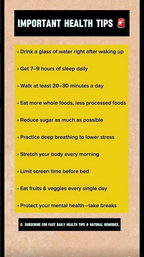 “10 Important Health Tips You Must Follow Daily 🚨 | Boost Your Health! #healthybeats #healthyfirst