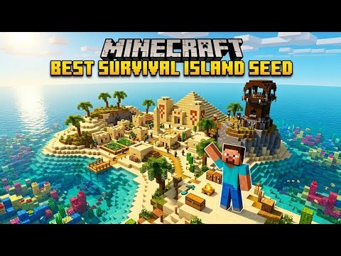 PERFECT Survival Island Seed: Spawn with Village & Desert Pyramid [Minecraft Bedrock]