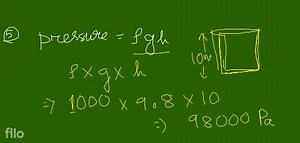 how much pressure will the water exert? i) 980 \mathrm{Pa} ii) ... | Filo