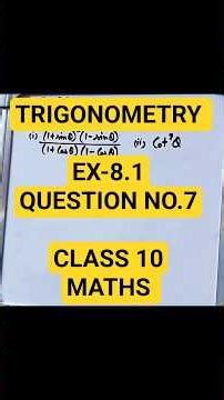 TRIGONOMETRY -EX-8.1/CLASS 10 MATHS #trignometry #maths #examstrategy #ncertmaths