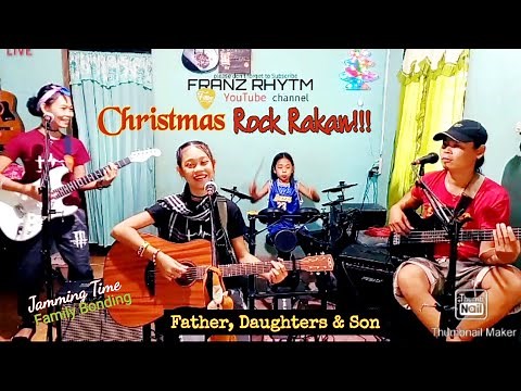 CHRISTMAS ROCK!!! Live Jamming Father,Daughters & Son