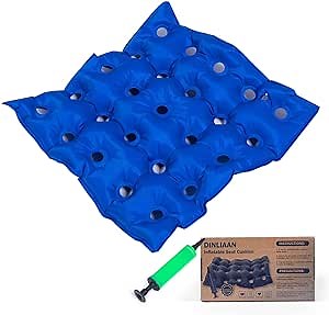 Waffle Cushion for Pressure Sores 17"x17" Waffle Seat Cushion Wheelchair for Pressure Relief Inflatable Seat Cushion for Airplane Inflatable Waffle Air Cushion for Chair Pressure Sores
