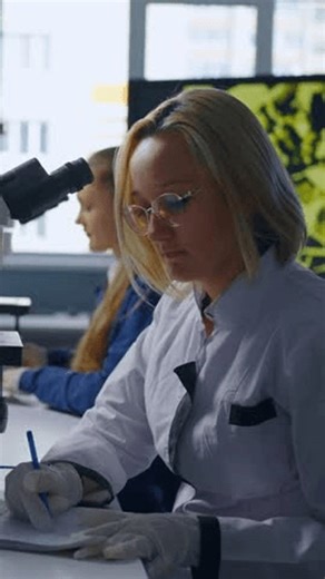 clip-4004741211-female-scientist-laboratory-coat-documenting-microscopic-research