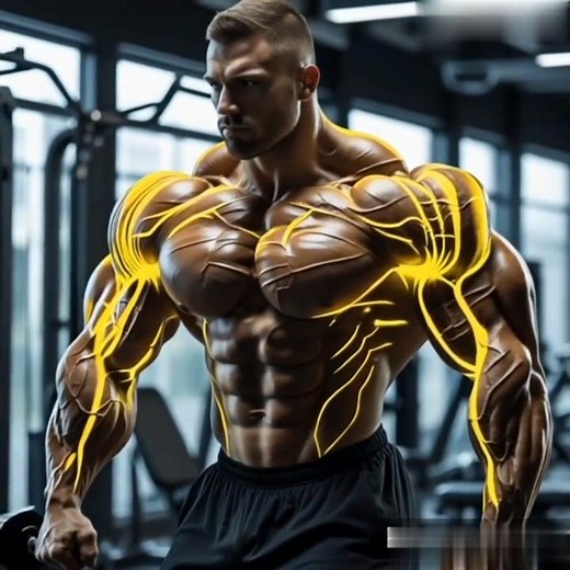 "Arm Definition Workout Animation | Muscle Striations Highlighted in Yellow"