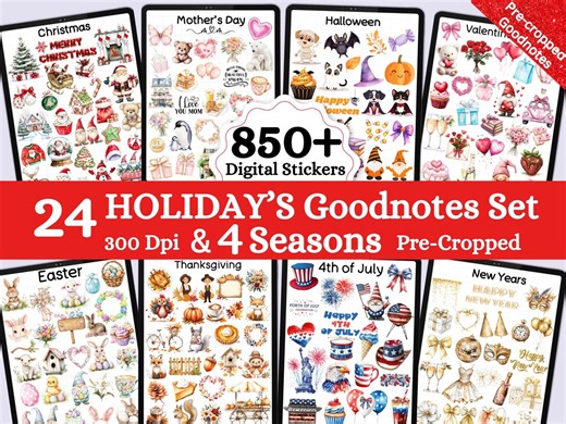 Holidays Goodnotes Stickers, Seasonal Planner Stickers (850  PNG) (digital Download) - Etsy