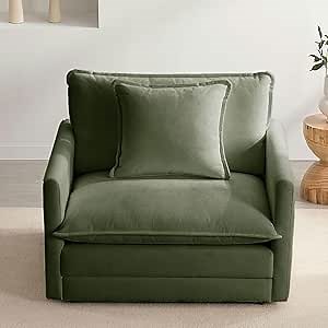 Chenille Oversized Accent Chair - 39”W Big Comfy Reading Chair, Modular Cloud Chair, Cozy Armchair for Living Room, Bedroom, Kids Room, Family Room, Reading Nook, Sage Green