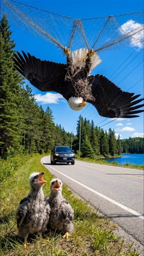 A Kind Woman noticed two eagles chips crying beside the road their mother hopelessly tangled in a net and set her free Some Moments remind us why kindness matters .