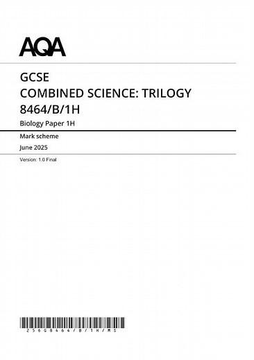 AQA GCSE Combined Science Trilogy Biology Paper 1 2025 Mark Scheme