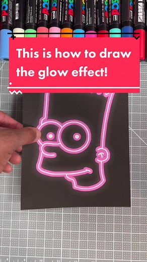 How to draw the glow effect with piece markers. In this Tik tok art tutorial I will show you how to draw the neon glow effect step by step with the correct art supplies. This is a great Drawing tutorial for beginners looking to try a new art style / painting with Posca pens. #art #drawing #posca #tiktoktaughtme #learnontiktok