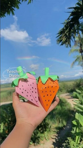 Origami strawberry fruit | Super easy strawberry origami | 2min origami fruit |Easy tutorial origami