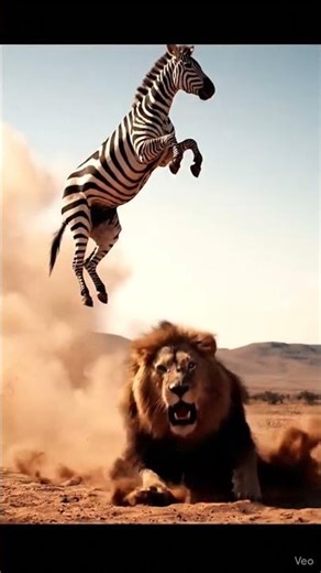 zebra jump to 🦓lion 🦁 slipped on earth 😱😱 #animals