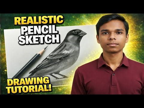 Beautiful Sparrow Bird Pencil Sketch Drawing | Easy Bird Drawing Tutorial